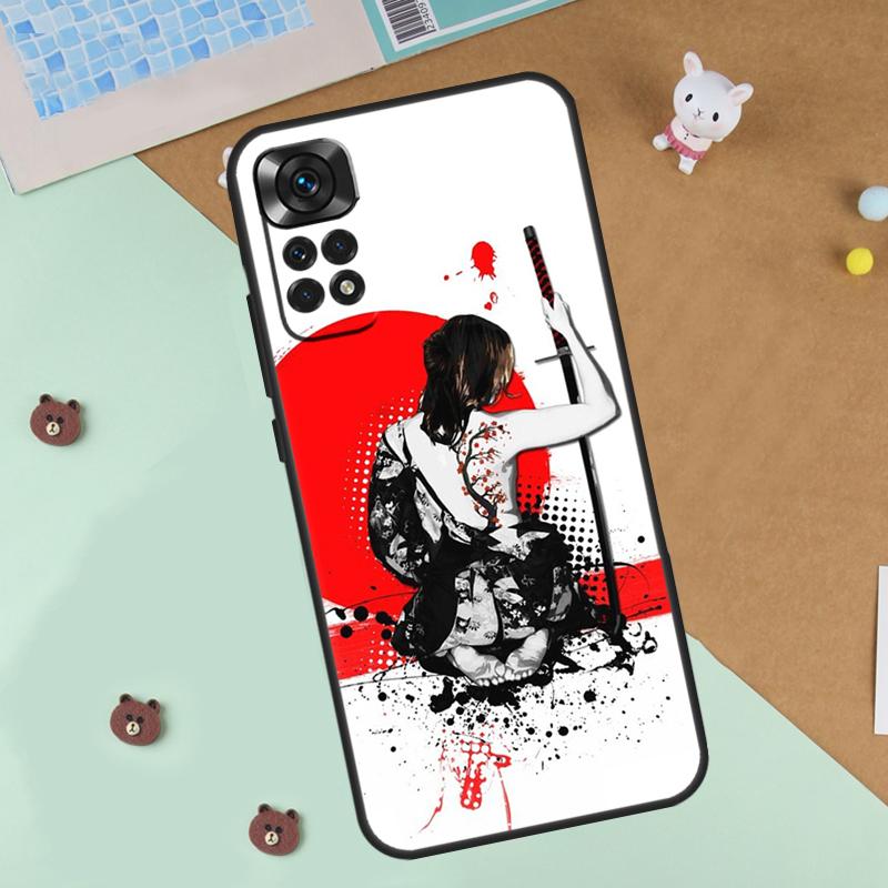 Anime Girl Samurai Case For Xiaomi Redmi 14C 10C 12C 13C Cover For Redmi Note 13 Pro 14 9 10 11 12 10S 11S 12S