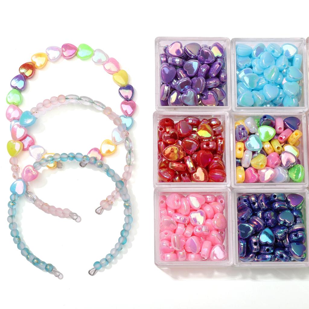 100Pcs Acrylic Colorful Love Beads For DIY Necklace Bracelet Earrings Jewelry Making Craft Accessories