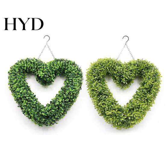 Artificial Hanging Plants Heart Wreath Fake Green Plant Decor for Wall Door Natural Look Garland Window Indoor Outdoor Use No Care Required Realistic