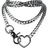 Women's Slip Chain Rainbow Heart O-Ring Chunky Chain Punk Necklace Cuban Jewelry Adjustable Lariat Y-Necklace Heart Loop Choker