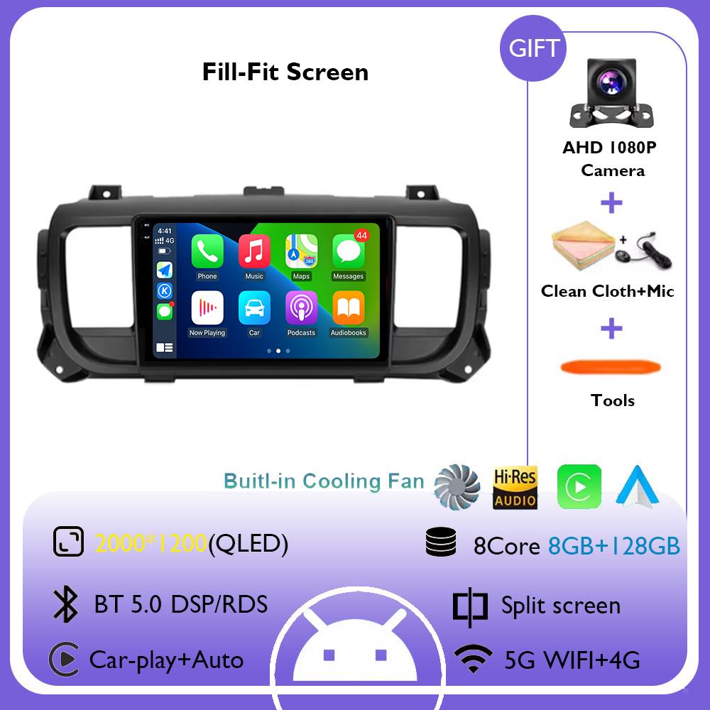 Android 14 Car Radio Multimedia Player For Citroen Jumpy III 3 SpaceTourer 1 For Peugeot Expert III 3 2016-2021 Carplay Stereo