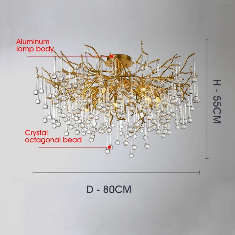 Gold Ceiling Chandelier Led Lighting for Room Large Ceiling Light Fixtures Living Room Hotel Hall Art Decor Crystal Lamp
