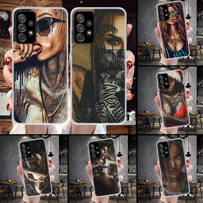 Sexy Sleeve Tattoo Girls Soft Phone Case For Samsung Galaxy S22 S23 S24 S25 Edge S26 Ultra S20 FE S21 Plus + Fundas Coque Galaxy