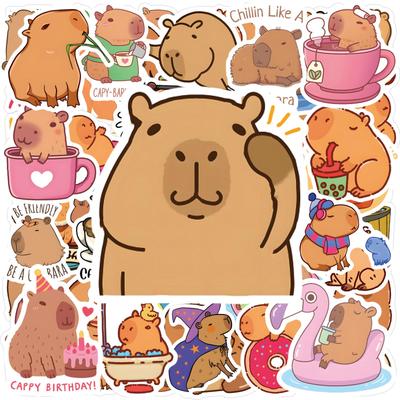 Capybara Stickers: 120 Cute Cartoon Designs for Journals and Water Bottles, Waterproof and Durable.