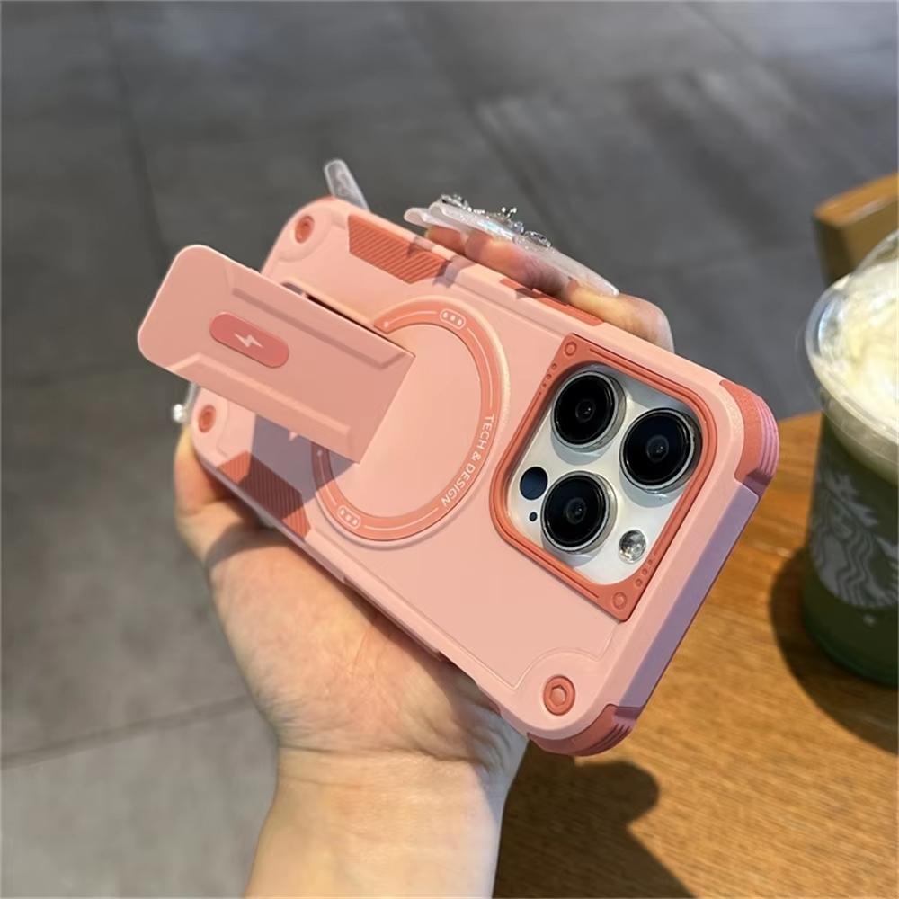 For Magsafe Kickstand Phone Case For 17 Pro Max 15 16 11 13 14 12 Pro Air Shockproof Wireless Charging Protective Cover