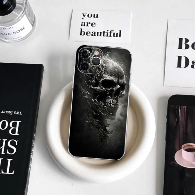 Deluxe Skull Phone Case For iPhone 15 14 11 12 13 Mini Pro XS Max Cover 6 7 8 Plus X XR SE 2020 Funda Shell