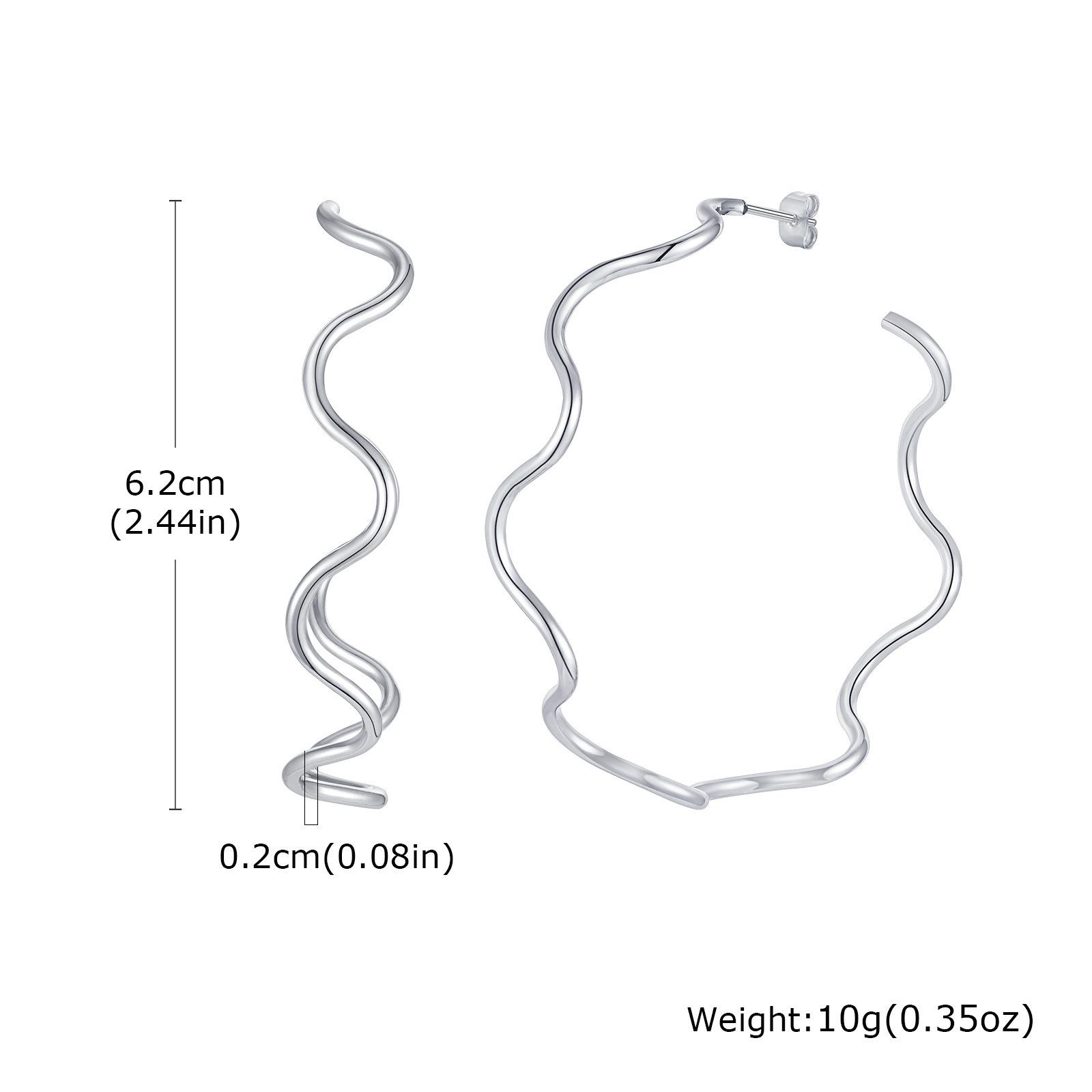 Elegant Gold Wave C-shaped Stainless Steel Hoop Earrings