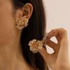 European and American New Fashion Flower Shape White Zircon Inlaid Luxury High-end Women's Earrings