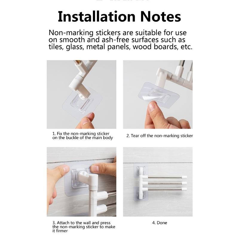Wall Mounted Towel Bar Swivel Towel Rack Stainless Steel Towel Hanger 180° Rotation Space Saving Towel Rack for Bathroom