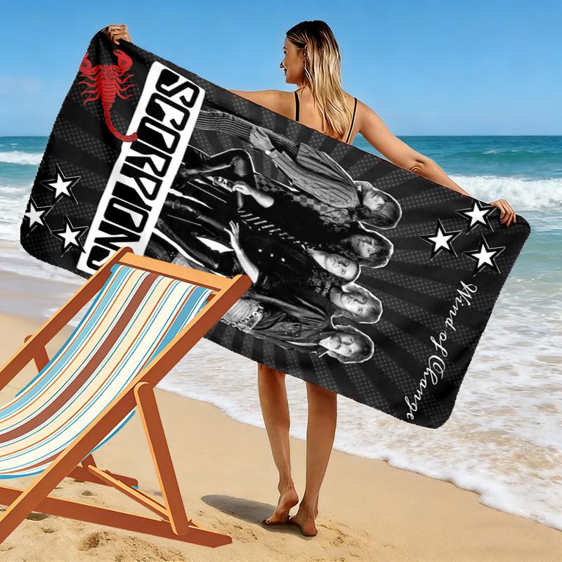 Scorpions Band Print Beach Towel, Large Soft Quick Dry Towel for Beach Camping Swimming