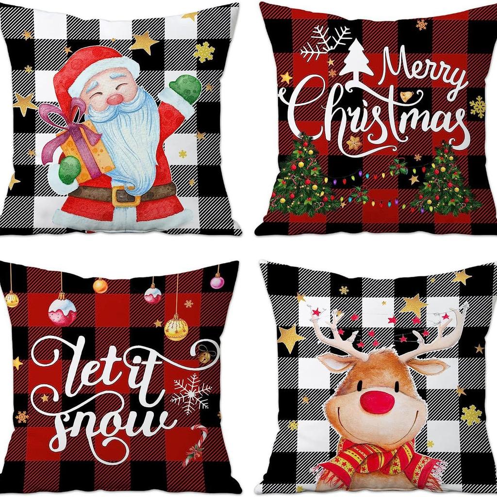 New Christmas Combination Pillowcase Christmas Hat Bell Dwarf Pillowcase Home Holiday Decoration Cushion Cover