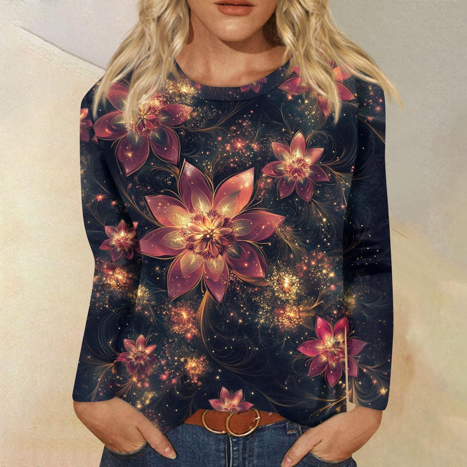 

Женская модная повседневная кофта с длинным рукавом и принтом, с круглым вырезом M чёрный