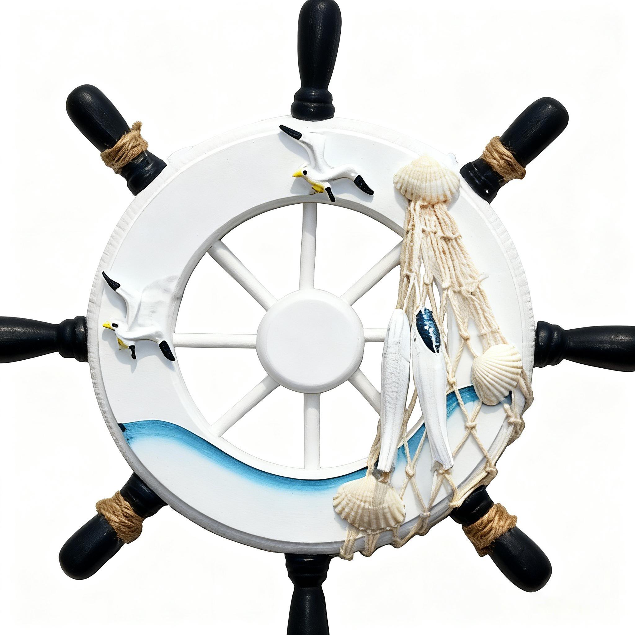 Средиземноморский штурвал Деревянные поделки, Настенный штурвал корабля, Подвесные украшения штурвала, Креативный домашний настенный декор, Орнаменты 23cm