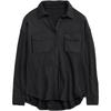Women's Pocket Shirt Solid Color Casual Oversized Long Sleeve Waffle Weave Top