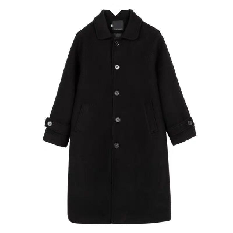 Studenten Wollmantel für Damen, mittellang, Herbst und Winter Koreanischer Stil, locker und figurschmeichelnd, verdickter knielanger Wollmantel