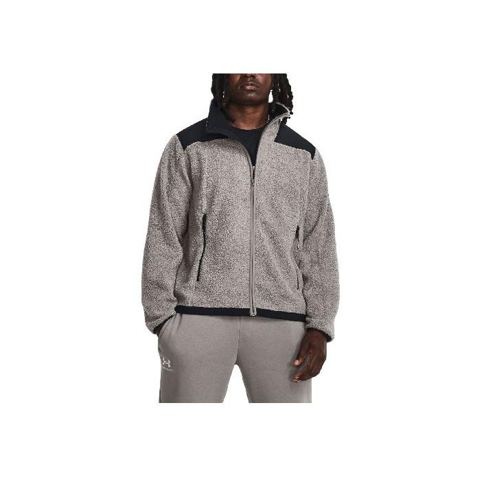 Under Armour Color Block Casual Stand Collar Long Sleeve Fleece Jacket Men Jackets Light-Gray 1378845-294