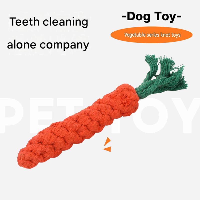Cotton Rope Carrot Dog Toy Chew Durable Braided Knot Teether Boredom Relief for Small Medium Dogs