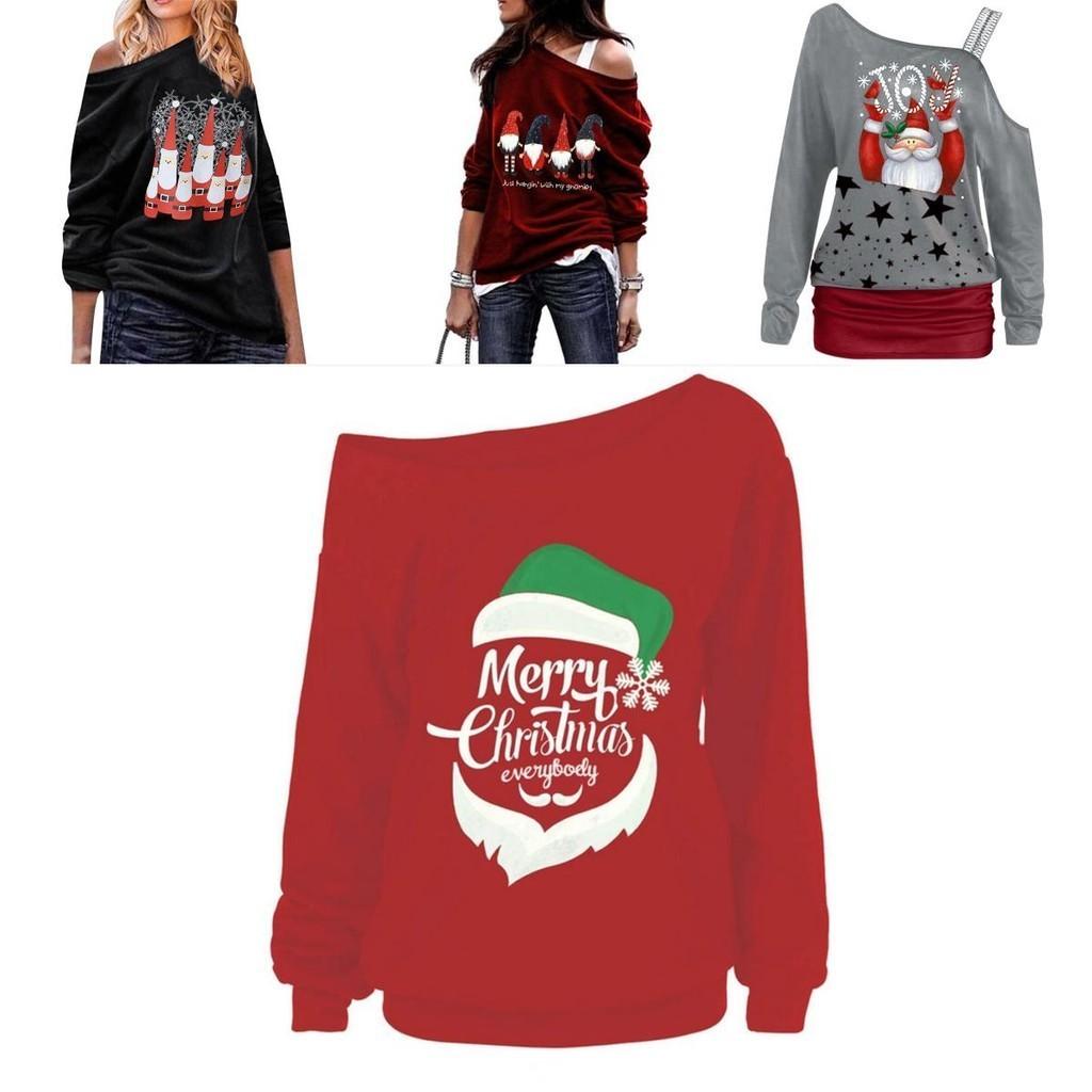 Stylish Women's Christmas Jumper Pullover Loose Fit Sweatshirt For Festive Seasons
