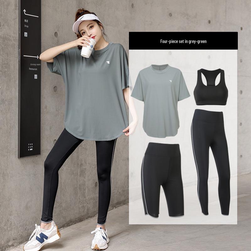 Women's Plus Size Yoga Set: Loose Short Sleeve T-Shirt & Gym Shorts
