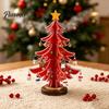 Miniature Christmas Tree Figurine Wooden Ornaments, 3D Rustic Tabletop Decor Decorative Ornaments for Home Desk, Reusable Nordic Style Holiday