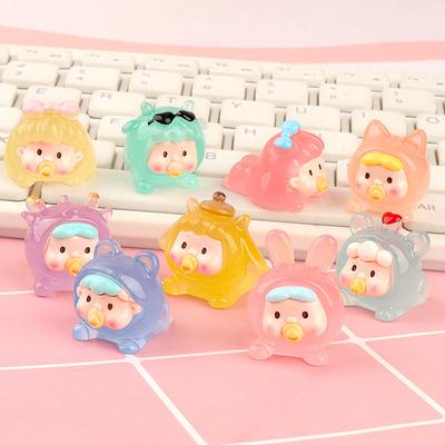 Karikatür Aydınlık Süslemeler Kawaii Bilgisayar TV Monitörü Yatan Bebek Reçine El Sanatları Süslemeleri Araba İç Mekan Mikro Manzara