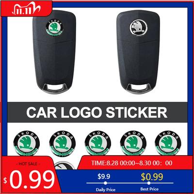 Automobilio lipdukas 10mm Automobilio nuotolinio rakto lipdukas Aliuminio emblema Lipdukas Skoda Octavia Kodiaq Fabia Superb Rapid Kamiq Karoq Derivati Y