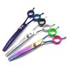 7.0 Inch Color, Dense Teeth Fishbone Teeth Pet Grooming Scissors, Tooth Scissors Curved Scissors, Trimming Scissors And Curved Teeth Scissors 3 Colors