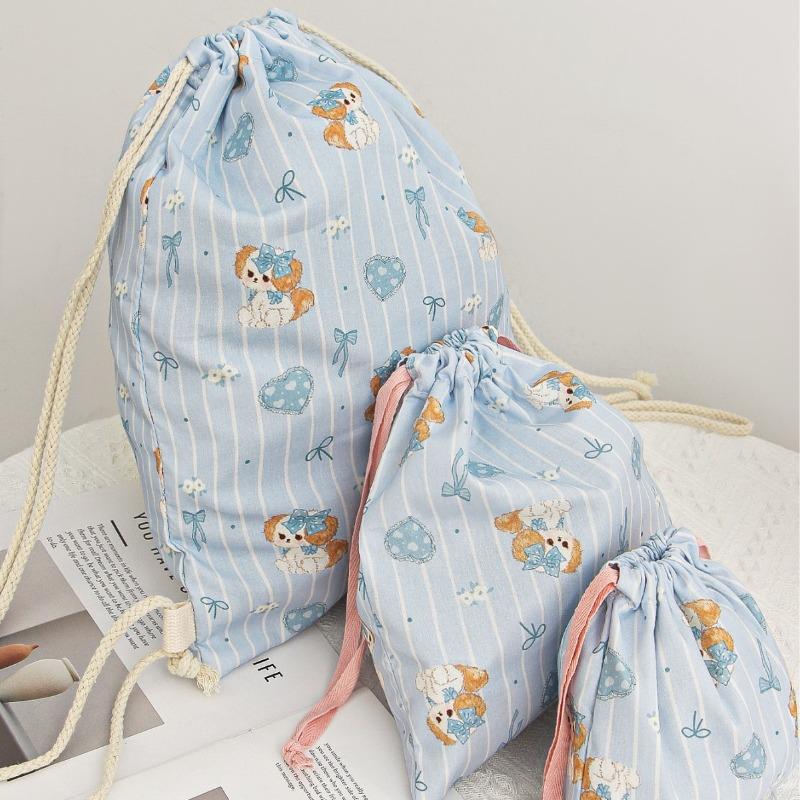 1PCS Drawstring Storage Bags Cute Cartoon Printed Dustproof Pouch for Cosmetic Makeup Organizer Portable Travel Accessories