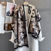 Autumn and Winter Retro Plant Flower Print Scarf Fashionable Versatile Imitation Cashmere Warm Circumference Cold Scarf Temperament Shawl