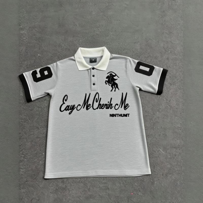 American Men's Summer New Letter Stripe Print Comfortable Breathable Polo Short-Sleeved T-Shirt Outdoor Casual Top