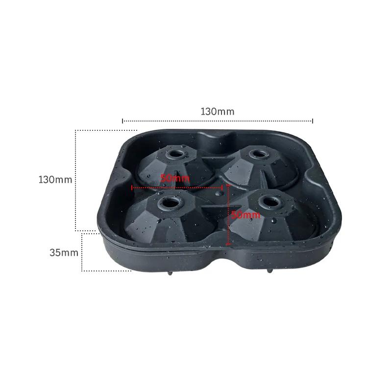 Noua matriță pentru gheață cauciuc siliconic diamant aligator negru 4 pachete personalizate accesorii pentru cocktail-uri pentru bara tavă pentru cuburi de gheață