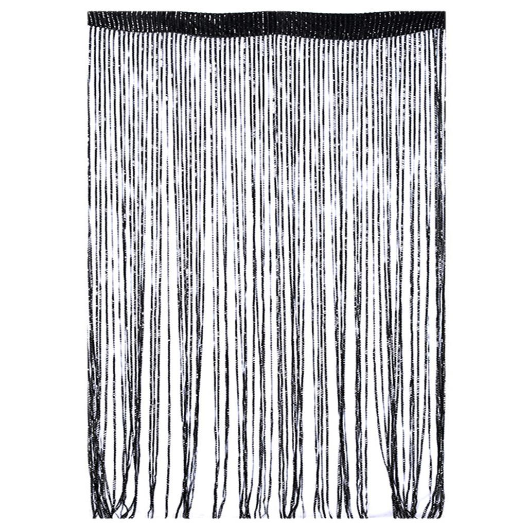 String Door Curtain Glitter Door String Curtain Silver Ribbon Shiny Tassel Flash Line Curtain Valance for Window Room Home Decor