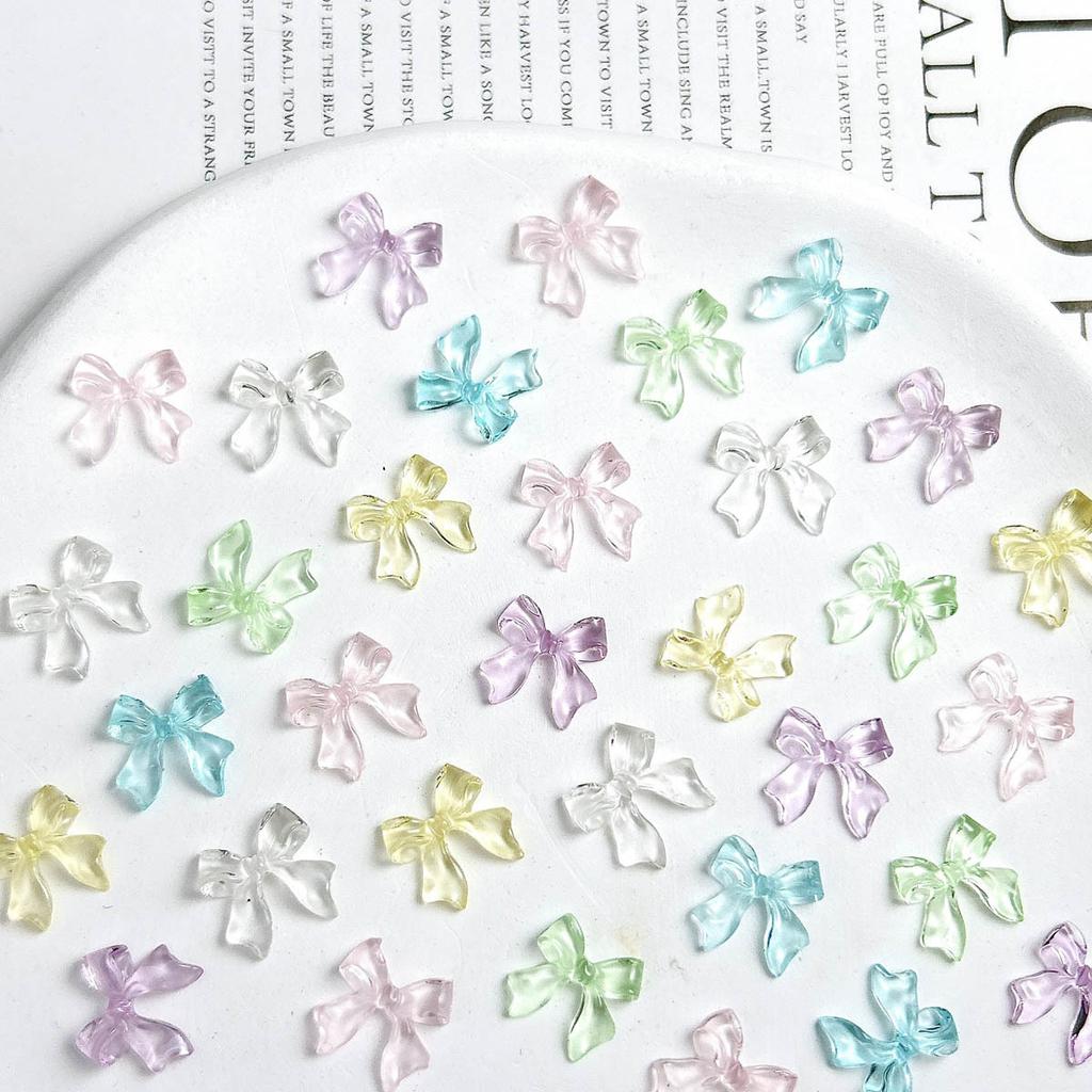Jelly Color Ice Transparent Bowknot Nail Art Accessories Resin 3D Small Bow Versatile Ins Wearable Nail Decorations