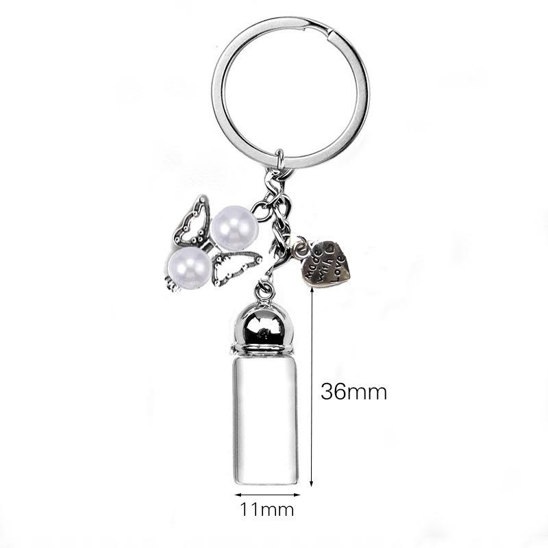 Chaveiro de Garrafa Vazia de Vidro Pingente Transparente Frascos de Óleos Essenciais Perfume Mini Garrafa dos Desejos Chaveiro Para Artesanato DIY