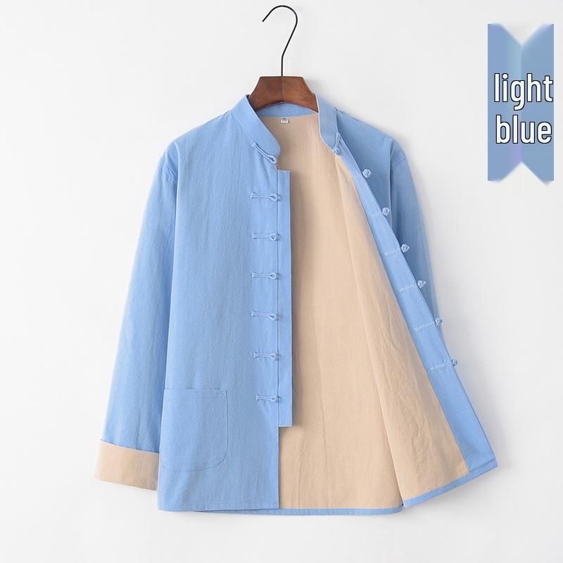 Men's Cotton Linen Tang Suit Jacket - Double-Layer, Chinese Style for All Seasons