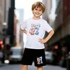 Boys 2 Piece Popular Meme "67 Bruh" Printed Outfit, Short Sleeve T-Shirt and Shorts Set for Kids Age 5-14,Black and White Sporty Casual Summer Clothes