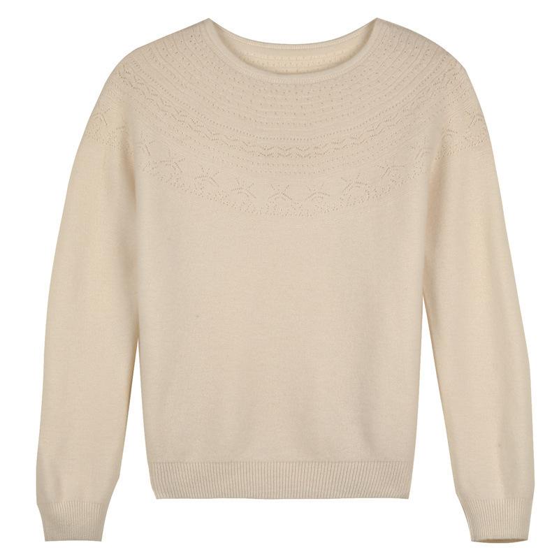 Autumn New Style Women's Round-neck Knitted Hollowed-out Round-neck Pullover Sweater, Seamless Base Layer for Women To Look Slimmer