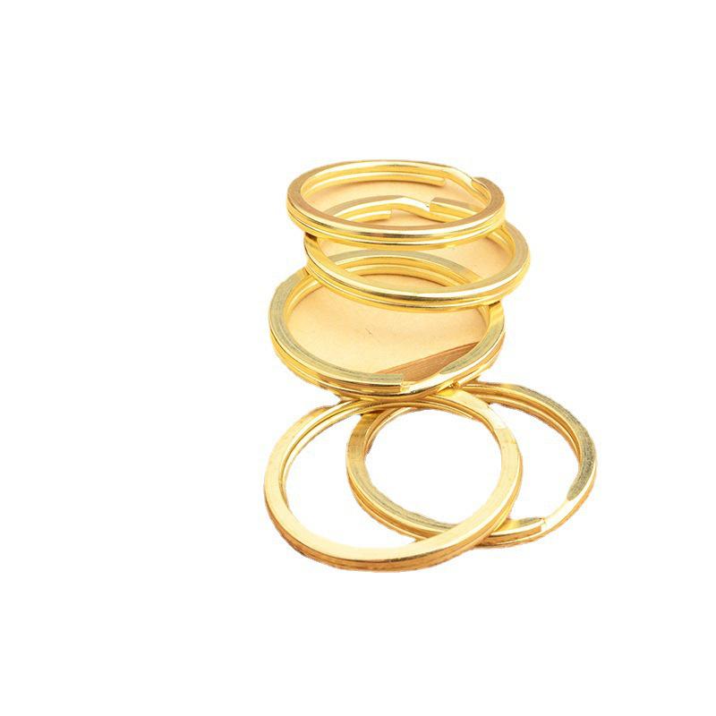 Copper Gourd Round Key Ring Accessories with Open Jump Rings and Alloy Buckle Parts.