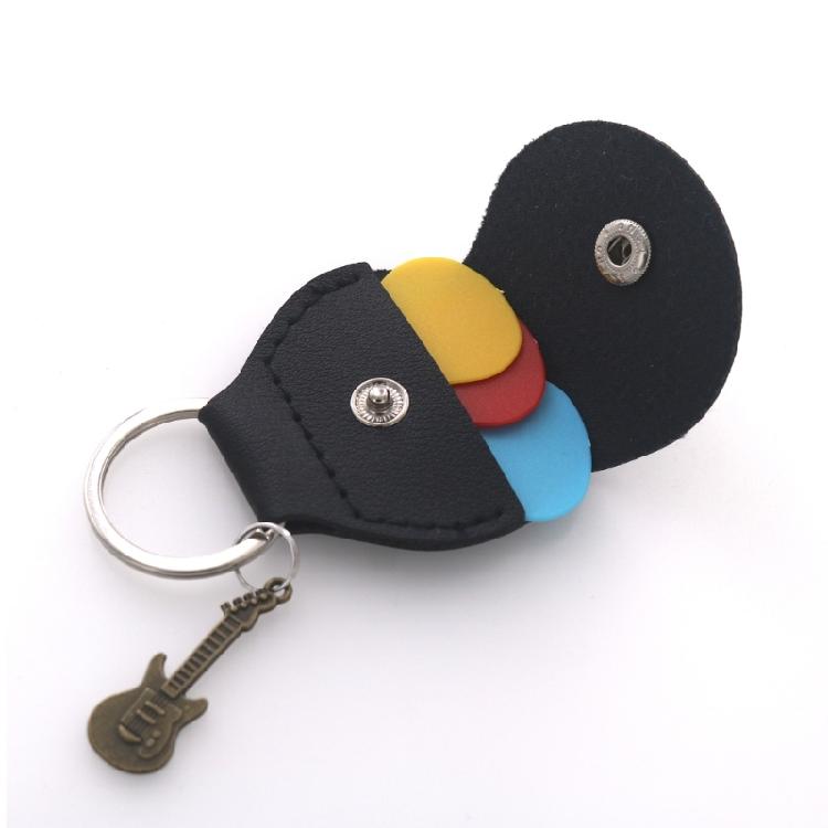 PU Leather Guitar Pick Holder Keychain Pick Cover Pouches Portable Plectrums Bag