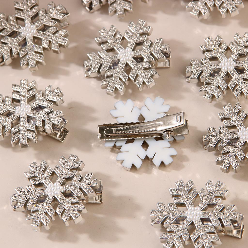 Super Flash High-end Diamond-studded Christmas Snowflake Hairpin Full of Diamond Metal Bangs Clip Hairpin Hair Accessories