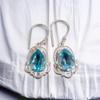 Echter himmelblauer Topas Edelstein 925 Sterling Silber Handgefertigter Schmuck Ohrringe EE-41-2
