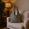 Versatile Women's Color Block Knit Tote - Hollowed-out Single Shoulder Bag for Beach or Commute