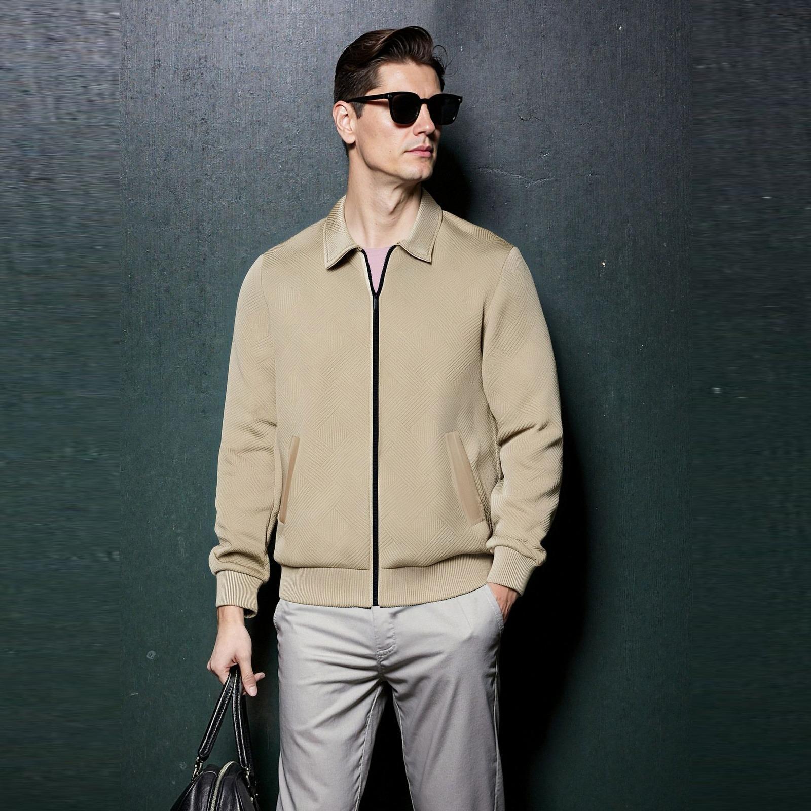 

Мужской трикотажный кардиган на молнии для активного отдыха, приталенная куртка S