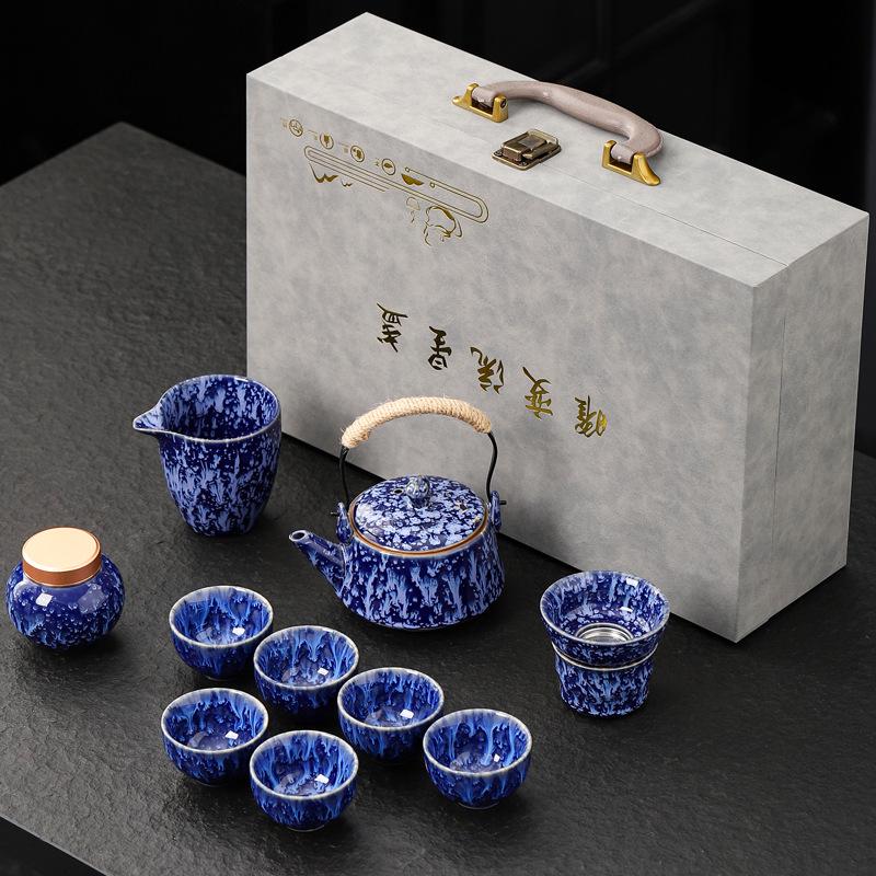 Tenmoku Glaze Kung Fu Tea Set: Teapot, Gaiwan, Jianzhan, Infuser, Gift Box