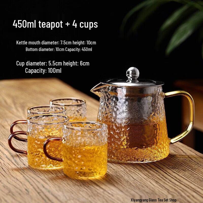 Heat-Resistant Glass Teapot Set with Stainless Steel Filter