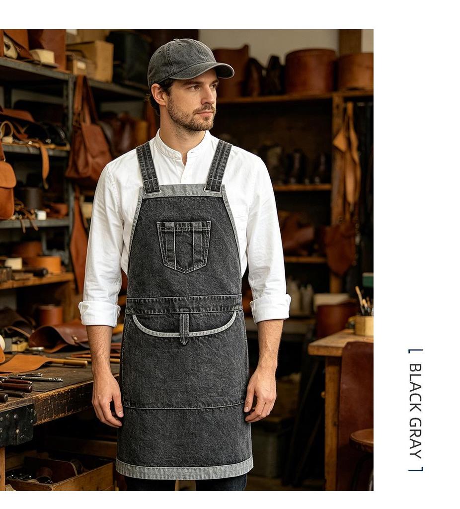 Washable Cotton Denim Apron for Catering, Painting, and Hairdressing