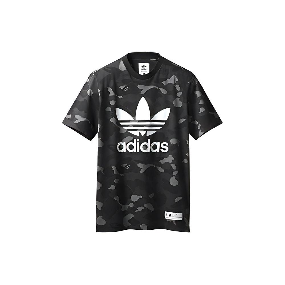 

BAPE x adidas adicolor футболка Cinder мужские топы серые DP0193 XS