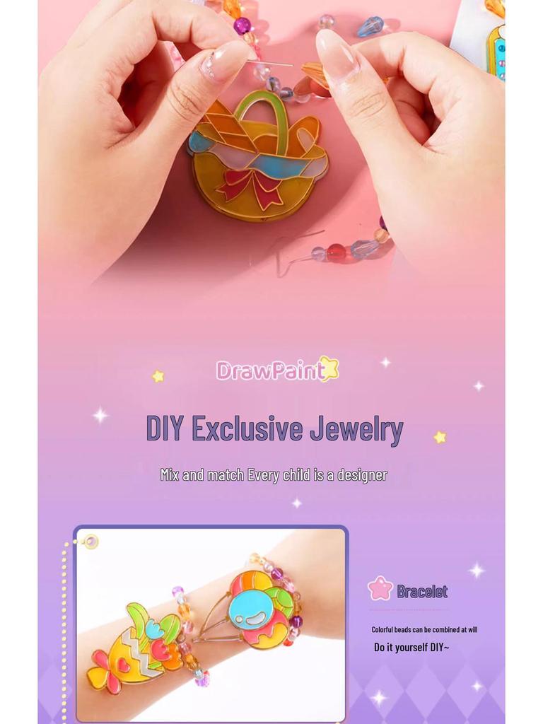 Children's DIY Crystal Glue Painting Castle & Pendant Graffiti Kit