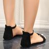 Fashion Women's Casual Black Flat Sandals Lightweight Ankle Strap Summer Shoes Woman Solid Color Comfort Non Slip Beach Sandalias Mujer