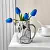 Creative Pleated Paper Bag Silvery Ceramic Vase Unique Aesthetic Vases For Living Room Coffee Table Bathroom Table Decor